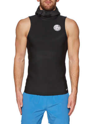 Rip Curl Flashbomb 0.5mm Hooded Sleeveless Thermal Rash Vest - Black