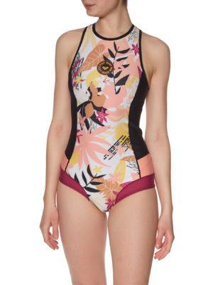 Roxy 1mm POP Surf Back Zip Bikini Cut Shorty Womens Wetsuit - Black Terra Cotta