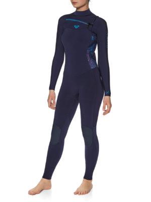 Roxy 3/2mm Syncro Series Chest-Zip Womens Wetsuit - Blue Ribbon Coral Flame