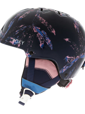 Roxy Happyland Girls Ski Helmet - Medieval Blue Arctic Leaves