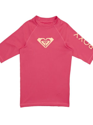 Roxy Whole Hearted Short Sleeve Girls Rash Vest - Rouge Red