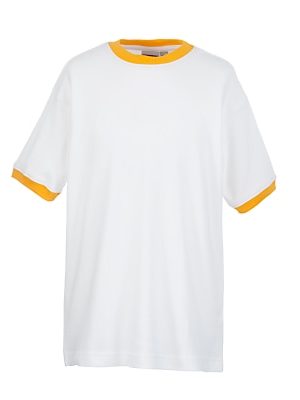 School Unisex Gym T-Shirt with Trim, White/Orange