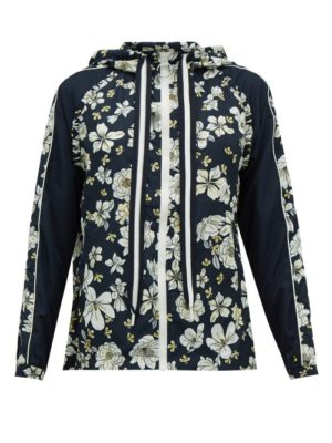 The Upside - Ash Peony-print Technical Hooded Jacket - Womens - Blue Multi