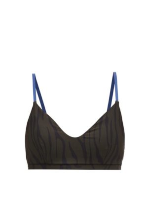 The Upside - Midnight Tiger Animal-print Sports Bra - Womens - Black Khaki