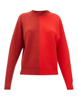 Vaara - Eliza Two-tone Ribbed Wool Sweater - Womens - Red Multi