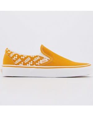 Vans Classic Slip On CADMIUM YELLOW TRUE WHITE LOGO REPEAT