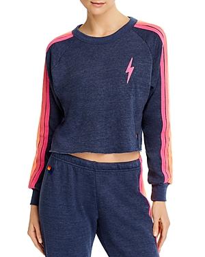 Aviator Nation Striped Cropped Sweatshirt