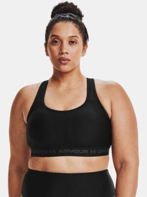 Women's Armour® Mid Crossback Sports Bra Black / Black / Jet Gray 1X