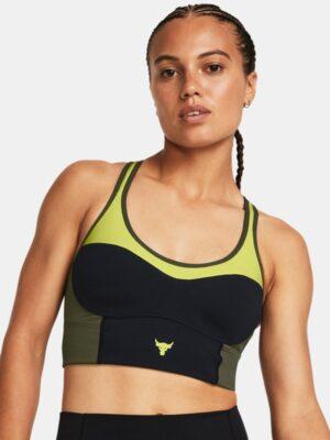 Women's Project Rock Infinity Mid Longline Lets Go Bra Black / Marine OD Green / Black L