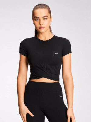 MP Women's Power Short Sleeve Crop Top - Black