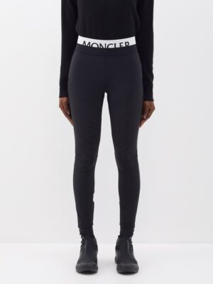 Moncler - Logo-waistband Jersey Leggings - Womens - Black