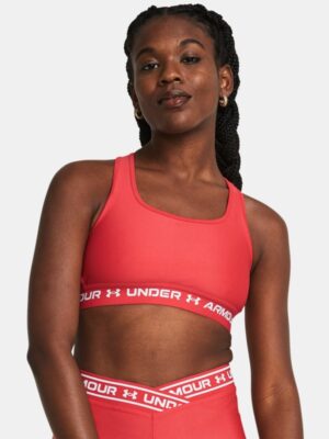 Women's Armour® Mid Crossback Sports Bra Red Solstice / Red Solstice / White S