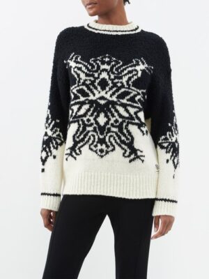 Bogner - Janita Snowflake-intarsia Wool-blend Sweater - Womens - Black White