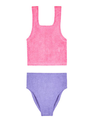 Hunza G Kids Duo Lyra Seersucker Bikini (7-12 Years) - Lilac - One Size