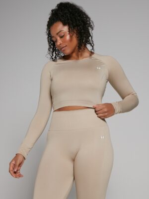 MP Women's Shape Seamless Long Sleeve Crop Top - Sandstone - XS