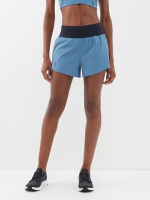 On - Double-layer Shell Running Shorts - Womens - Blue Black