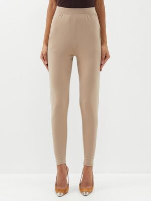 Saint Laurent - High-rise Wool Leggings - Womens - Beige