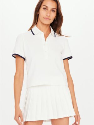 The Upside Bounce Birdie Crop Polo White