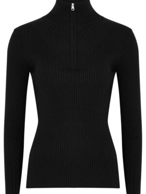 Varley Demi Ribbed Half-zip Jumper, Activewear, Black, Large - L (UK14 / L)