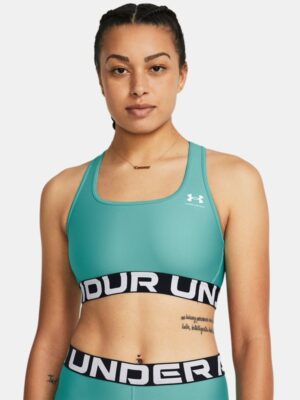 Women's HeatGear® Armour Mid Branded Sports Bra Radial Turquoise / White M