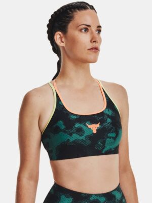 Women's Project Rock Crossback Family Printed Sports Bra Coastal Teal / Peach Horizon / Peach Horizon XS