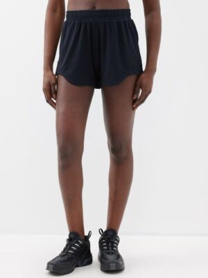 Ganni - Elasticated Recycled-mesh Training Shorts - Womens - Black