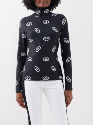 Goldbergh - Robson Logo-pattern Half-zip Thermal Top - Womens - Black White