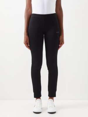 Prada - Triangle Logo-patch Cotton-blend Jersey Leggings - Womens - Black - M