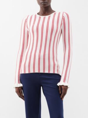 The Upside - Alpine Chrissy Striped Organic-cotton Top - Womens - Red White