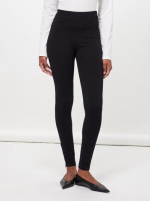 Toteme - Zipped-cuff Jersey Leggings - Womens - Black